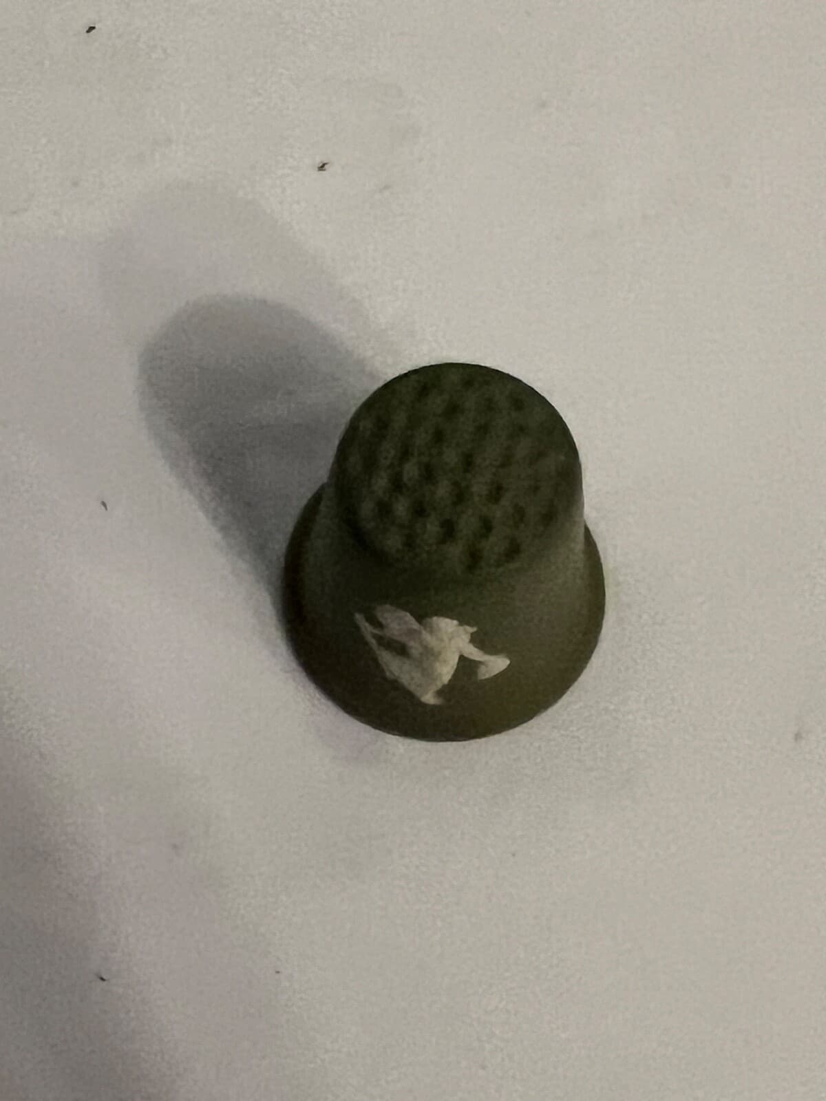 Vintage Wedgwood Sage Green Jasperware Dancing Hours Floral Girl Thimble 3