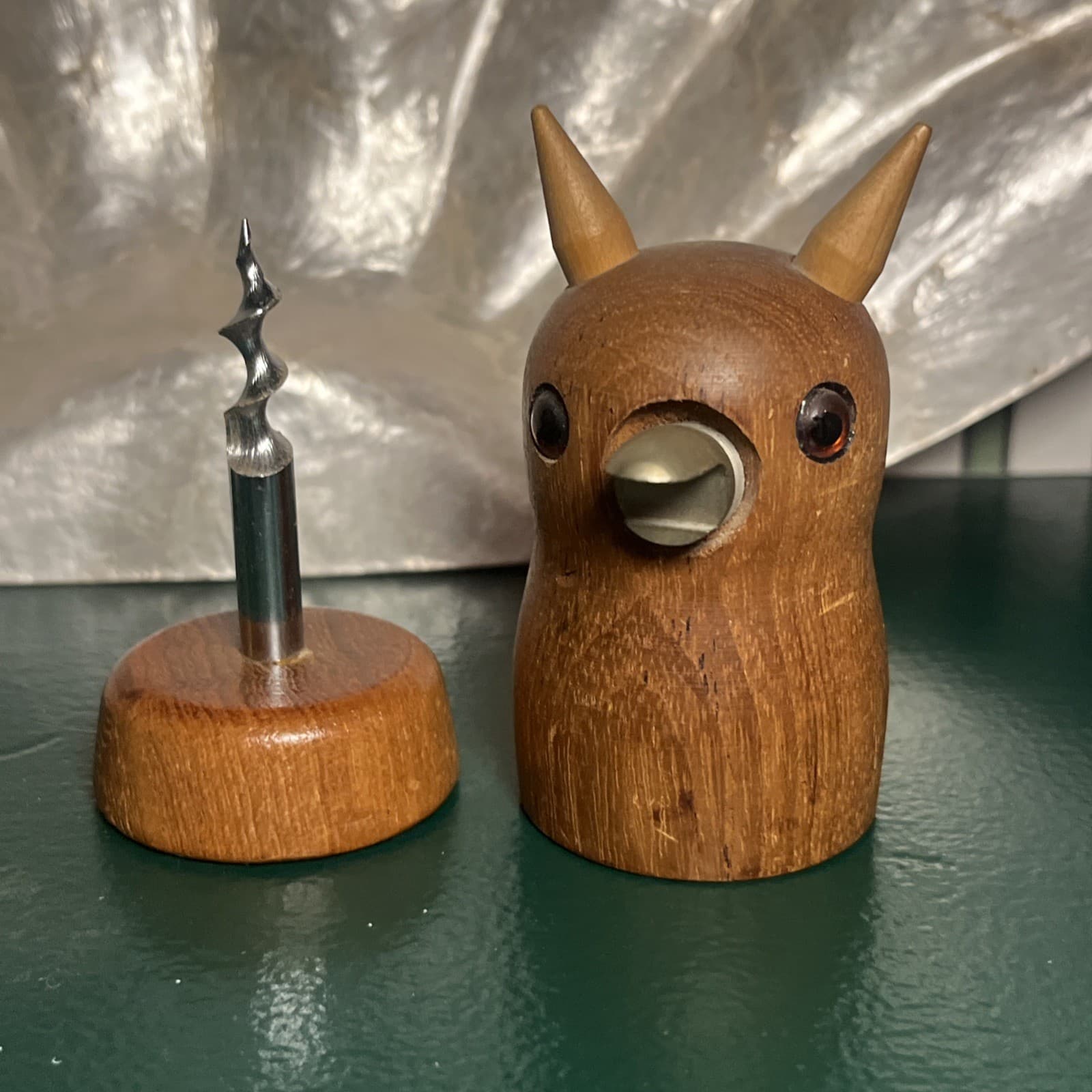 Made In Denmark VTG Teak Critter Corkscrew & Bottle Opener 4” MCM Danish Modern