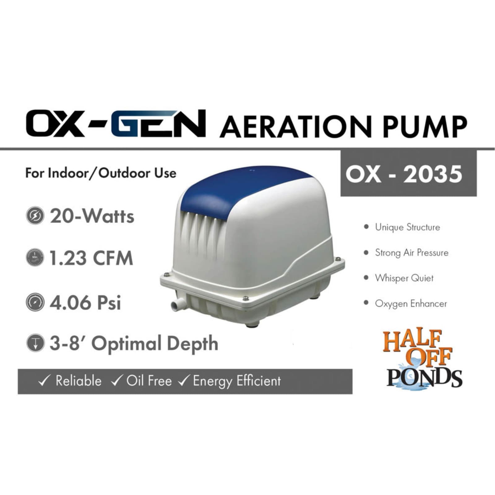 OX-Gen 2035 1.24 CFM Pond and Water Garden Diaphragm Aeration Kit OXK-2035 3