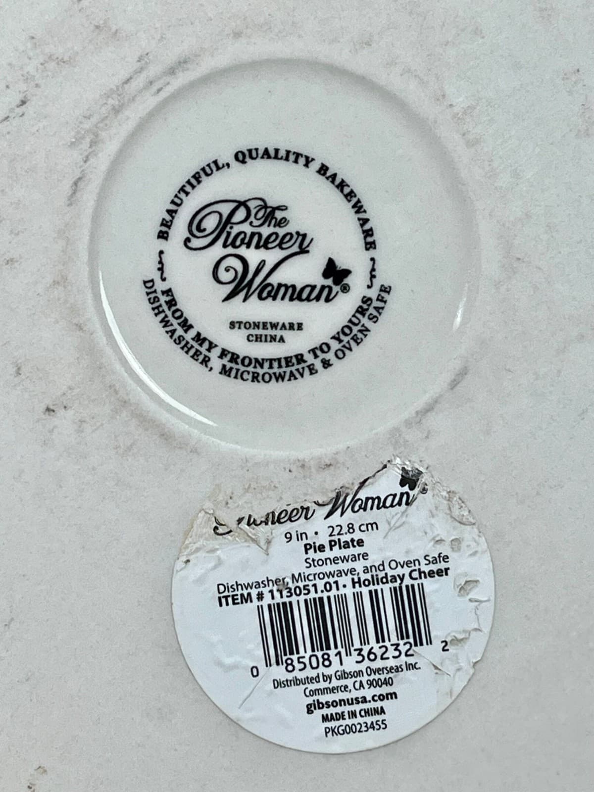 PIONEER WOMAN Baking Pie Dish Stoneware Ruffle ‘Made With Love’ Christmas Tree 3