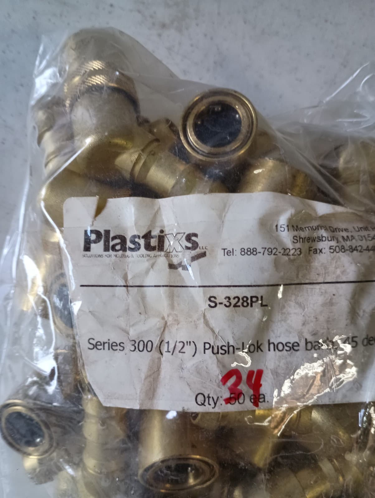 Quick Disconnect Mold Coolant Coupler 1/2” Body x 1/2” Push-On Hose Barb 45° NEW 3