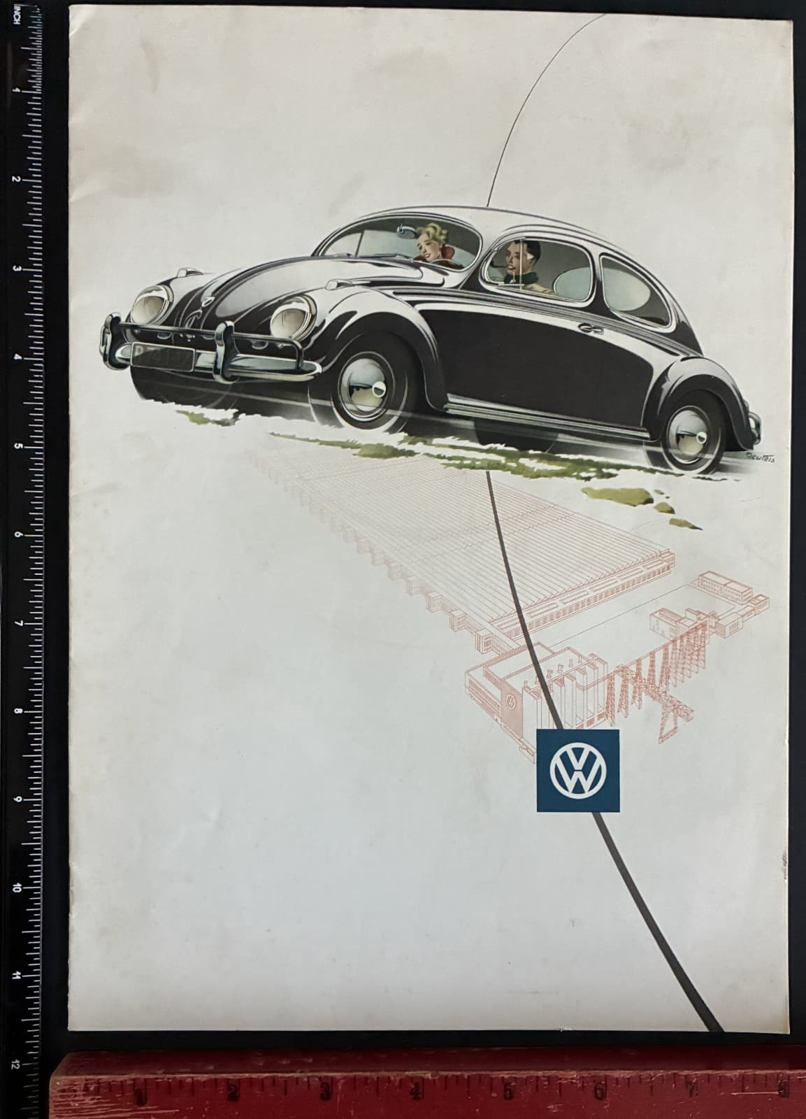 1954 Volkswagen 10-page illustrated sales brochure with foldout