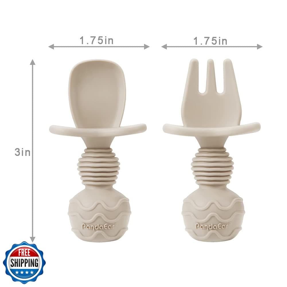 PandaEar (4 Pack) Silicone Baby Led Weaning Spoon Fork| First Training Self F 2