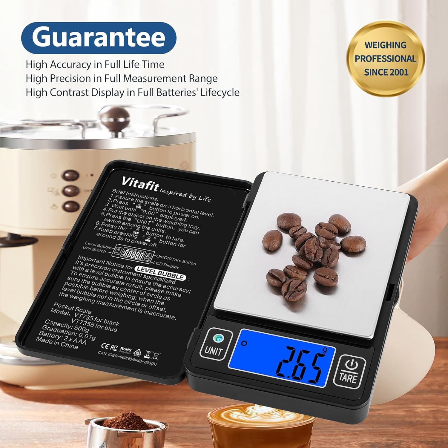 500G Digital Gram Scale in 0.01G, High Accuracy Assured by Built-In Level Bubble 6