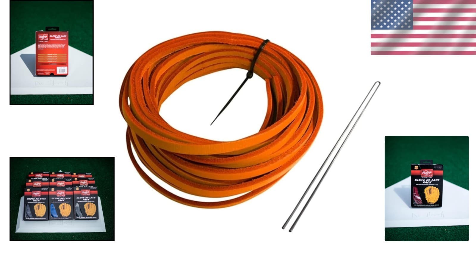 Leather Glove Re-lace Kit with Lacing Tool for Infield Baseball Softball 2