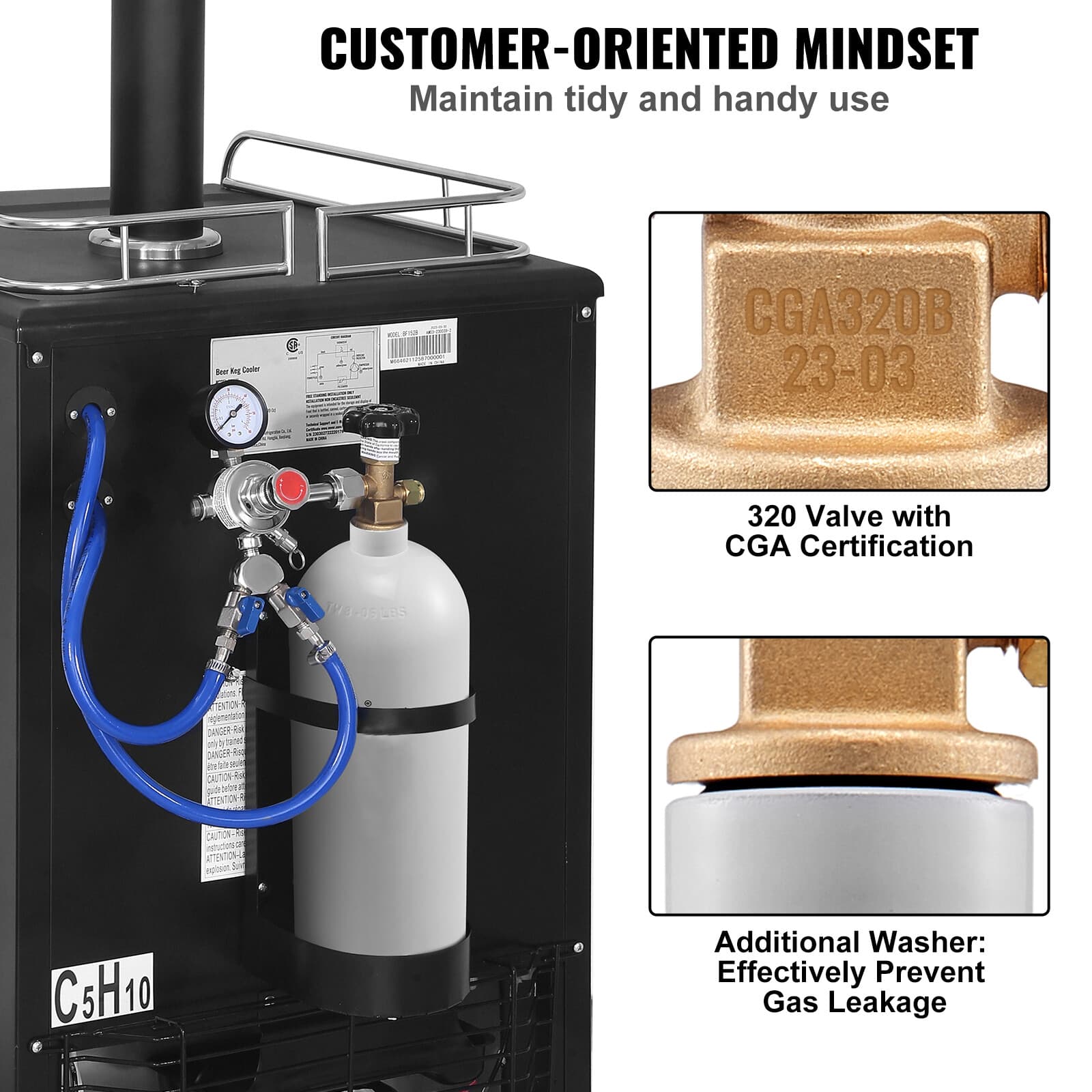 5 Lbs CO2 Tank Aluminum Gas Cylinder CGA320 Valve For Draft Soda Beer Kegerator 6