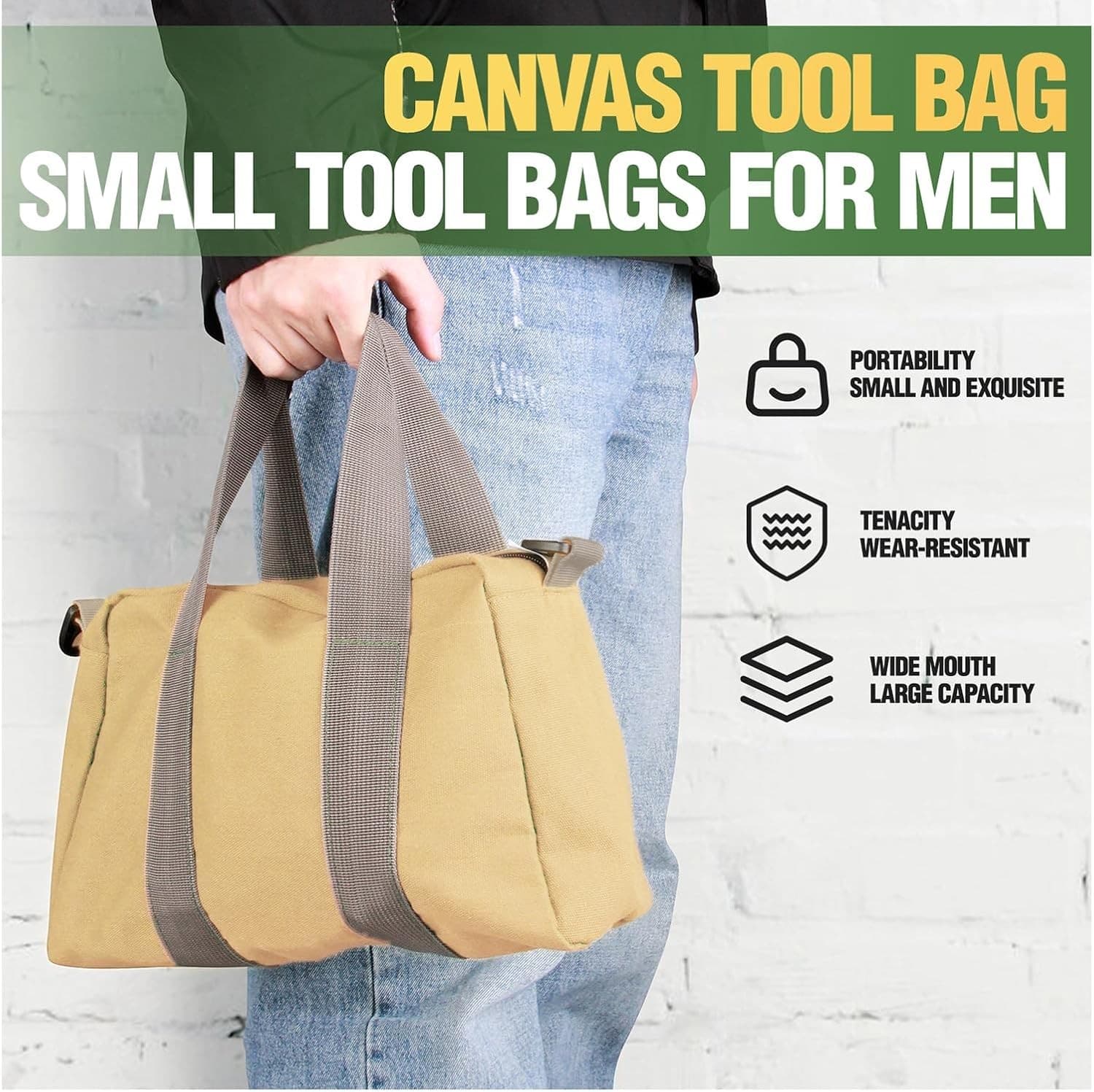 Heavy Duty Canvas Tool Bag Large Capacity Organizer 4