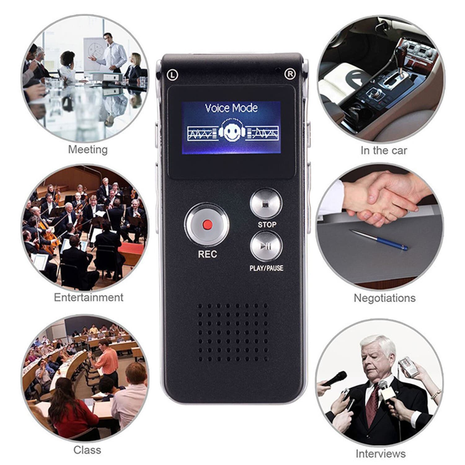 Digital Voice Recorder Dictaphone Audio Sound Recorder Mini Spy Lecture 2024 US 3