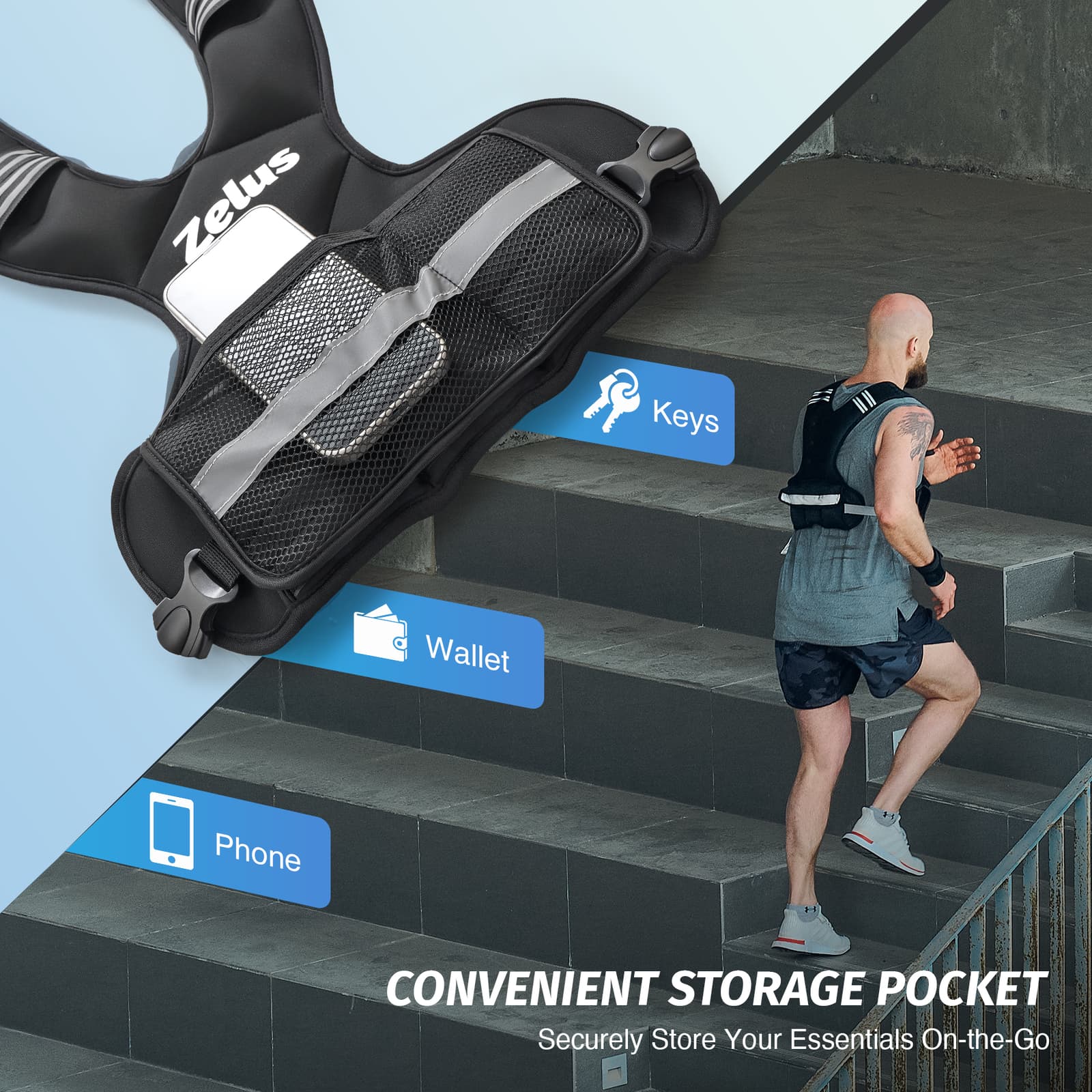 ZELUS Weighted Vest Adjustable 4-10lb/11-20lb/20-32lb Vest with 6 Weights Hot🔥 5