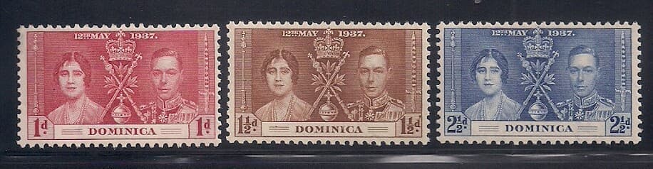 Dominica   1937   Sc #94-96   Coronation   MLH   OG   (5014-)