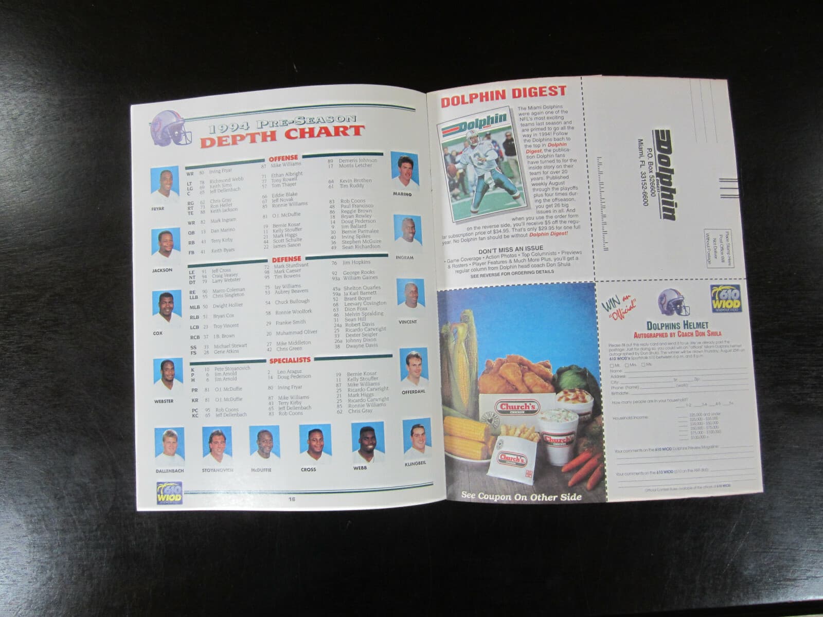 1994 Miami Dolphins Preview Magazine Don Shula Dan Marino 4