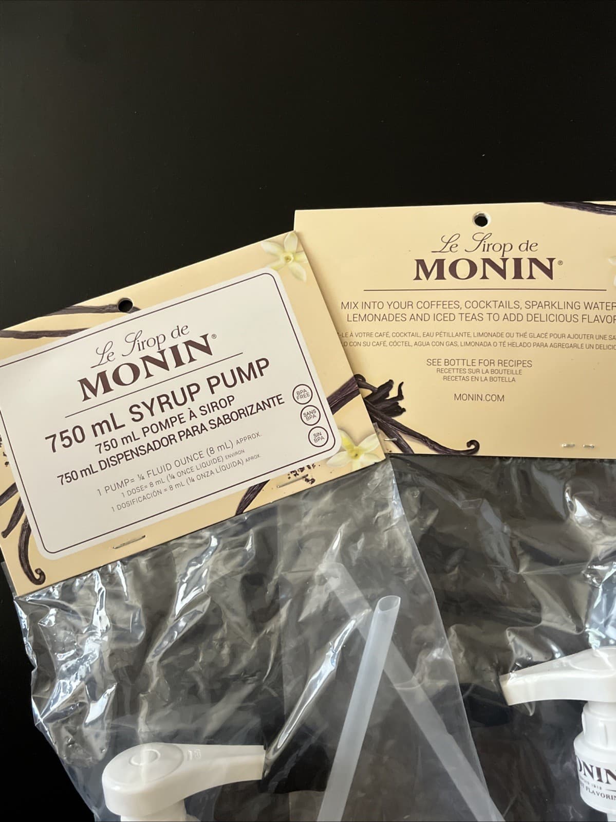 🔥 2x ~ Monin 750 mL Syrup Pump Dispenser-  NEW Unopened-  (Pack of 2) 3