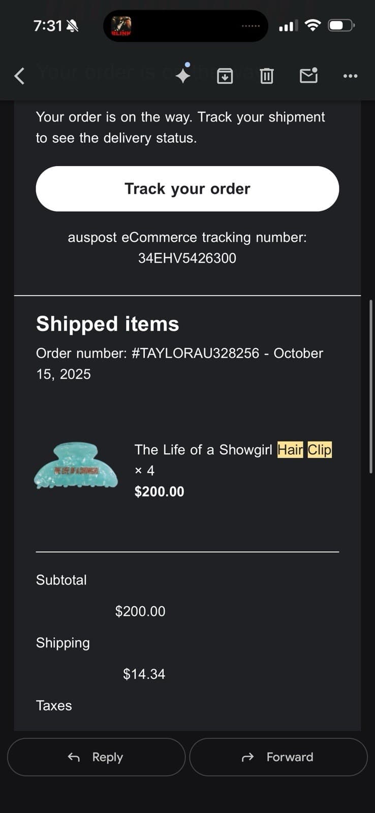 Taylor swift Hair Claw Clip The Life of a Showgirl OFFICIAL AUTHENTIC 4