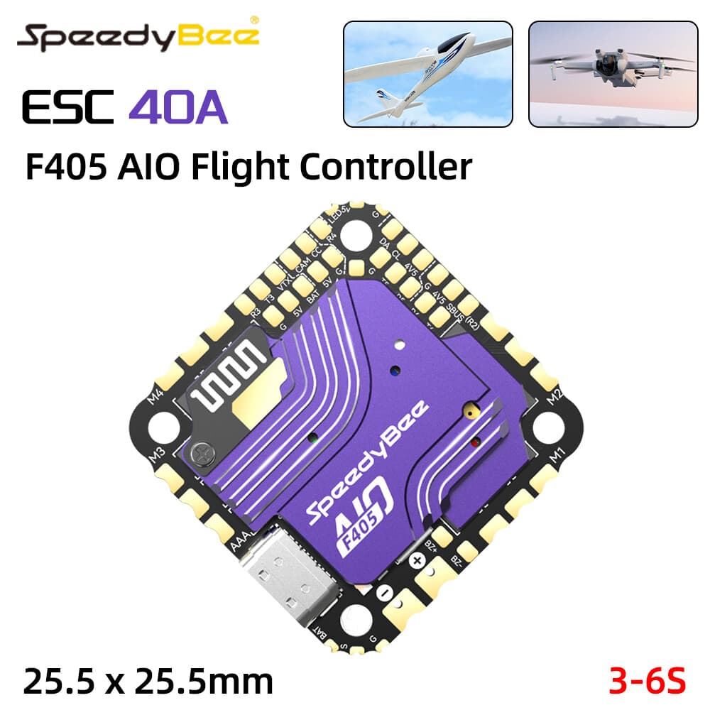 SpeedyBee F405 AIO 40A Flight Controller 3S-6S For 2-4" Ultra-Light 5"FPV Drones 4