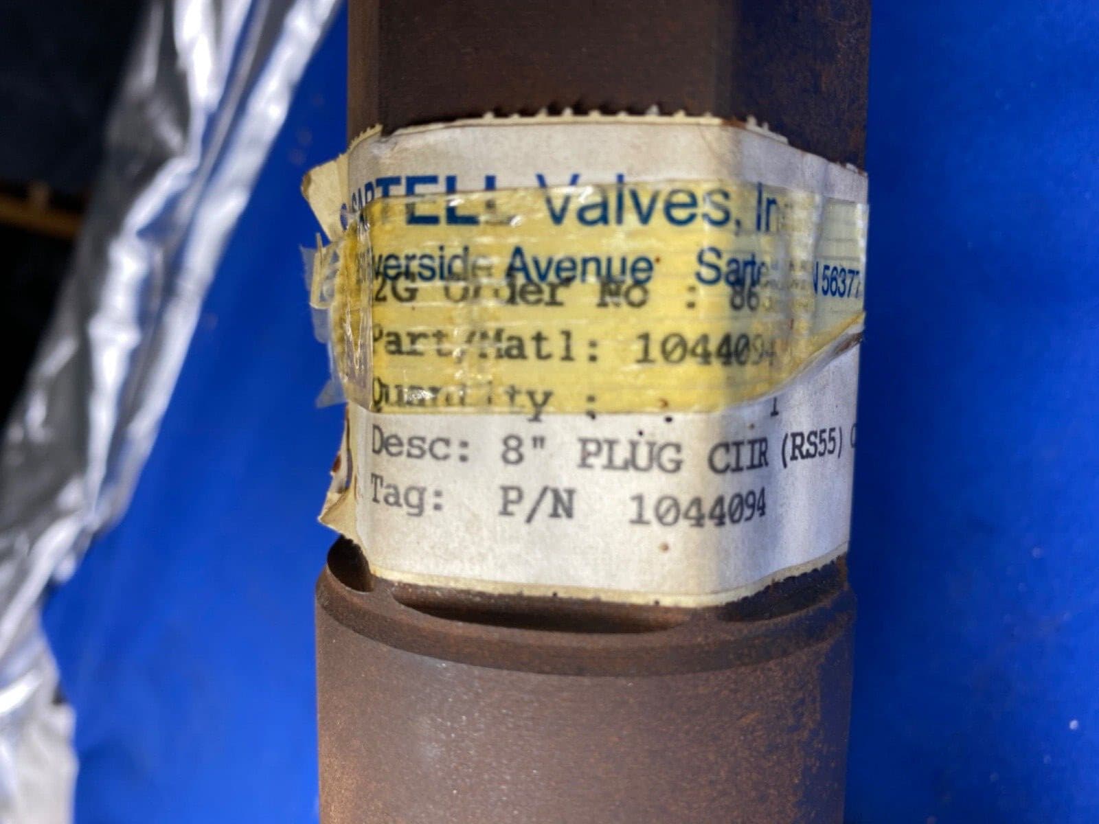 Sartell Valves 8” Plug CIIR (RS55) CI , Part Number 1044094 3