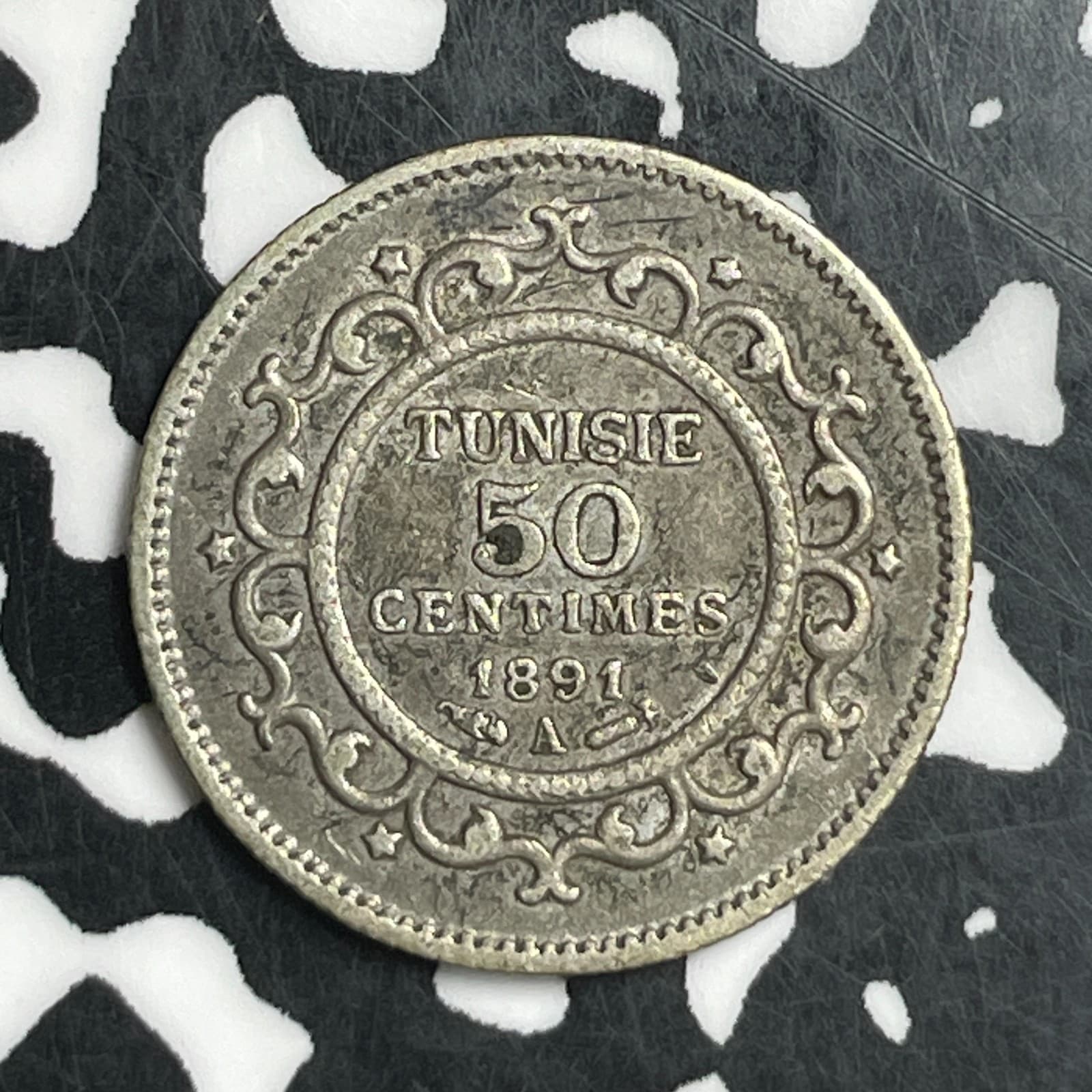 1891-A Tunisia 50 Centimes Lot#T6740 Silver! Nice! 2