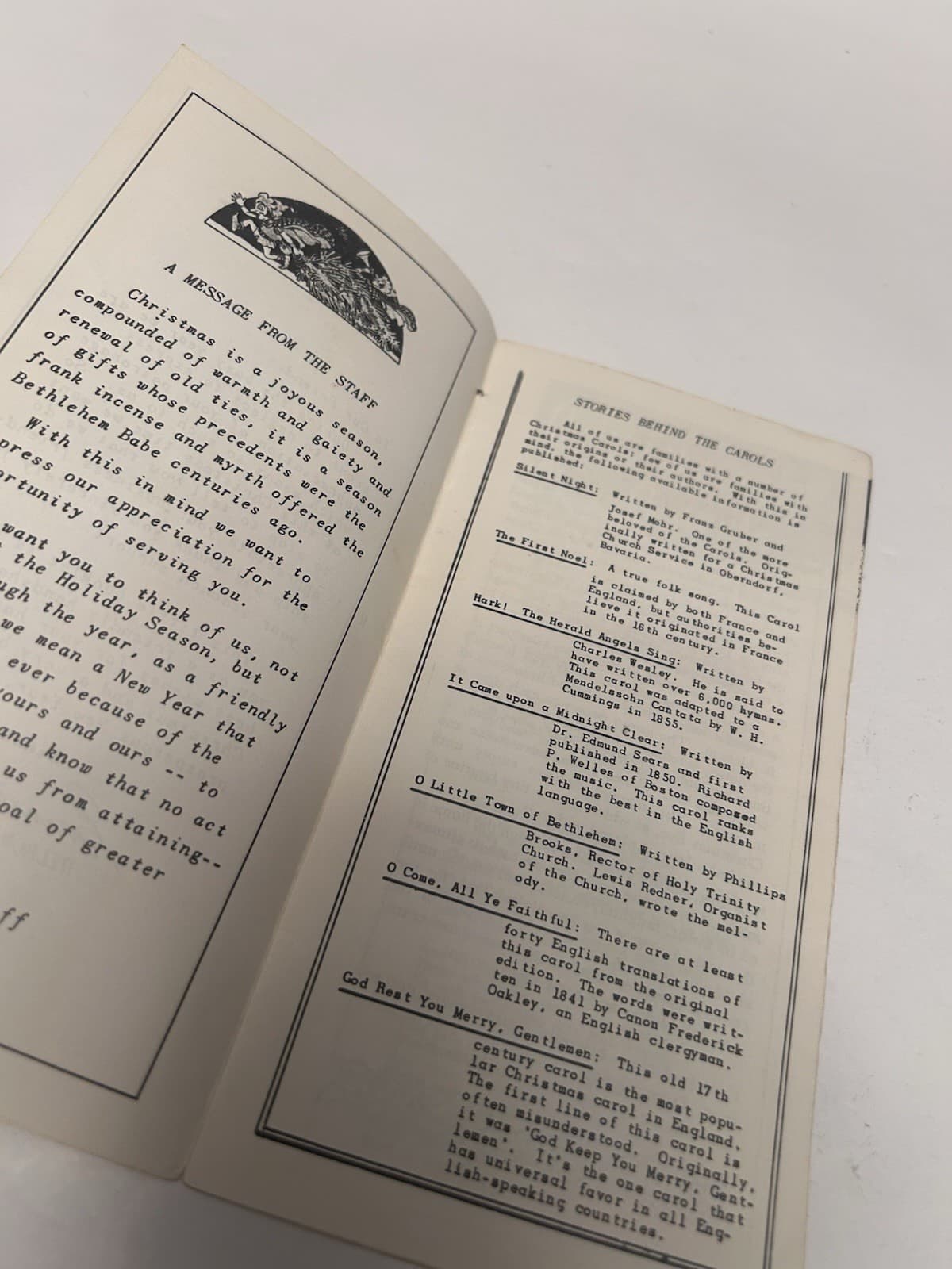 Seasons Greetings Brochure about Christmas Carols Hilrow Realty Co 1950 PA 3