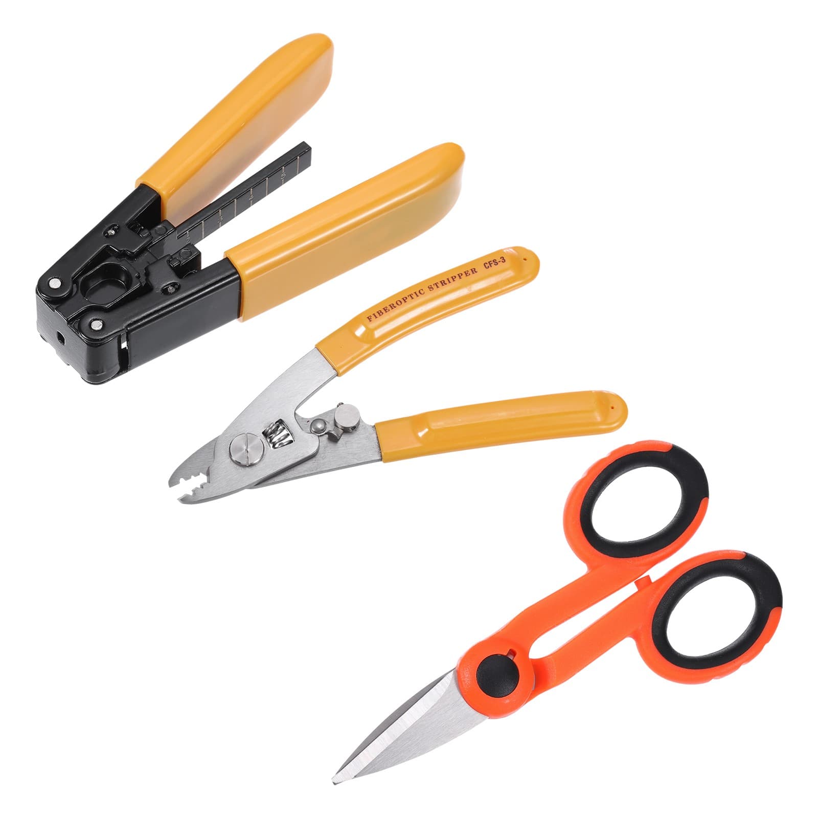 Optical Fiber Tool with Fiber Optic Stripper, Three Hole Stripper, Scissors