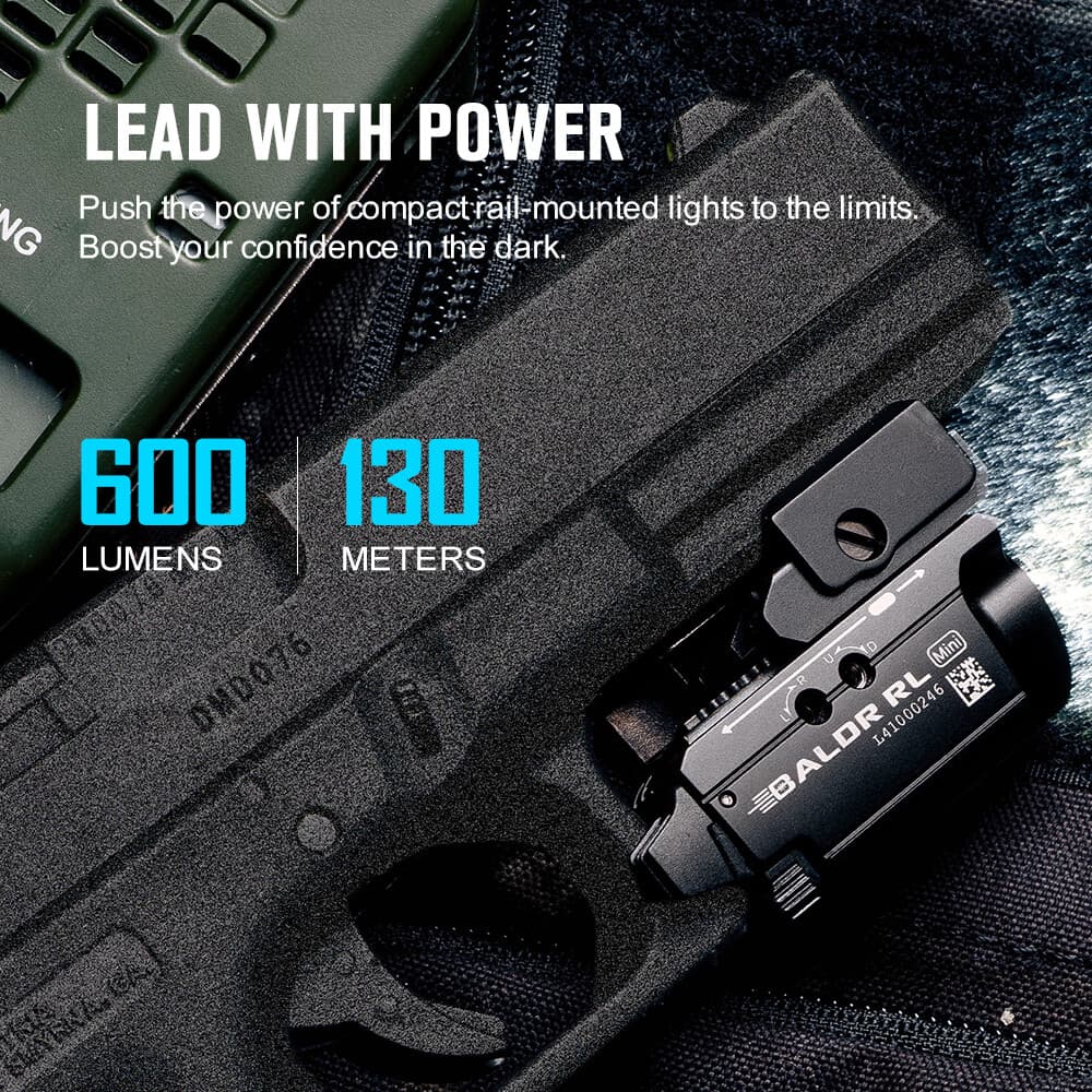 OLIGHT Baldr RL Mini 600-lumen Rail Mounted LED Tactical Light Pistol Red Laser 3