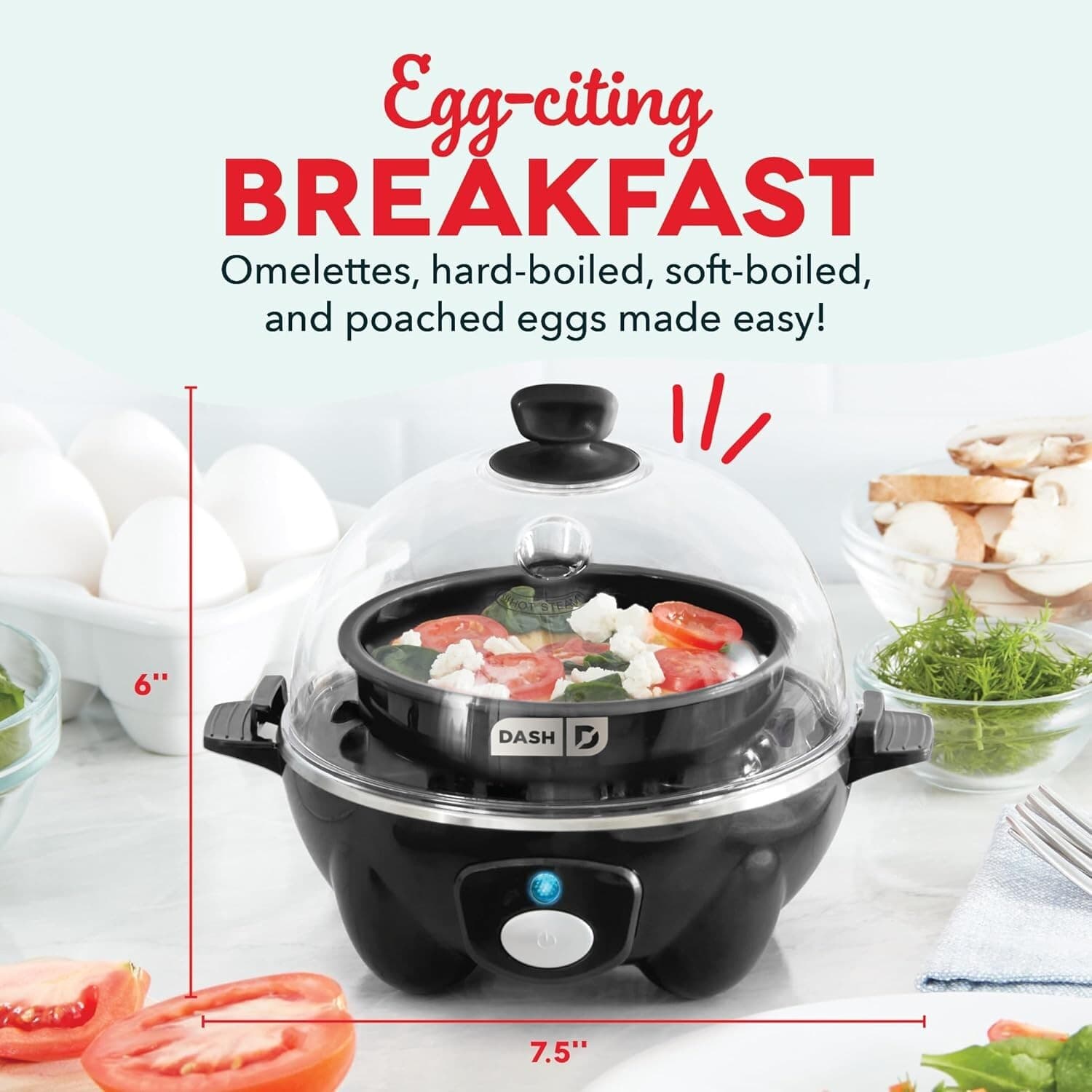 Rapid Egg Cooker: 7 Egg Capacity Electric Egg Cooker for Hard Boiled Eggs, Poach 3