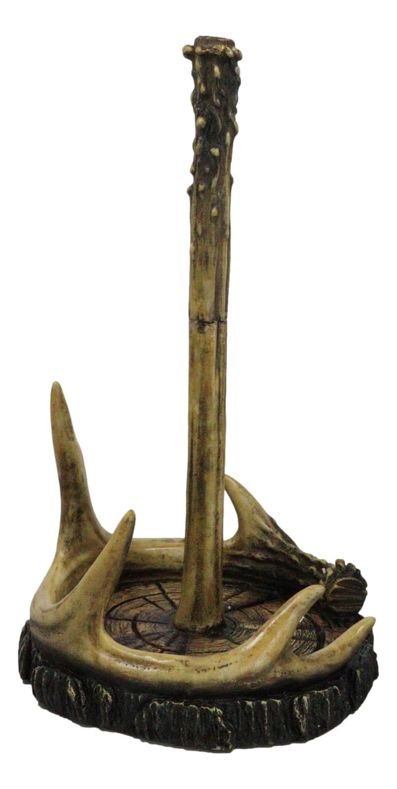 Rustic Forest Stag Deer Antler Bone On Wood Slice Base Paper Towel Holder 2