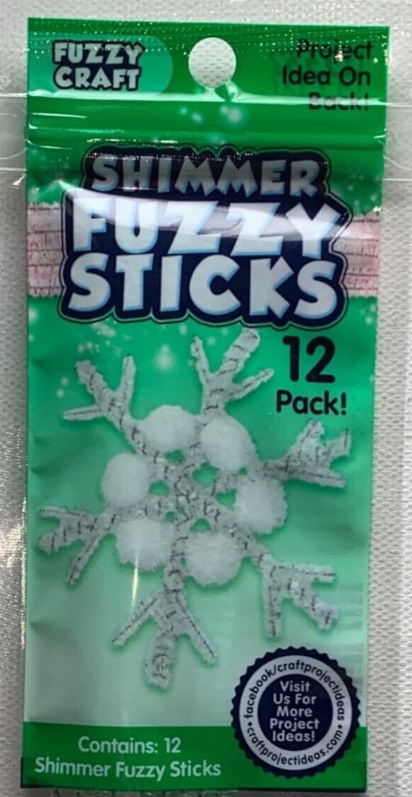 Snowflake Shimmer Pipe Cleaners Fuzzy Sticks 12 Pack Arts Crafts Scrapbook Kids 4