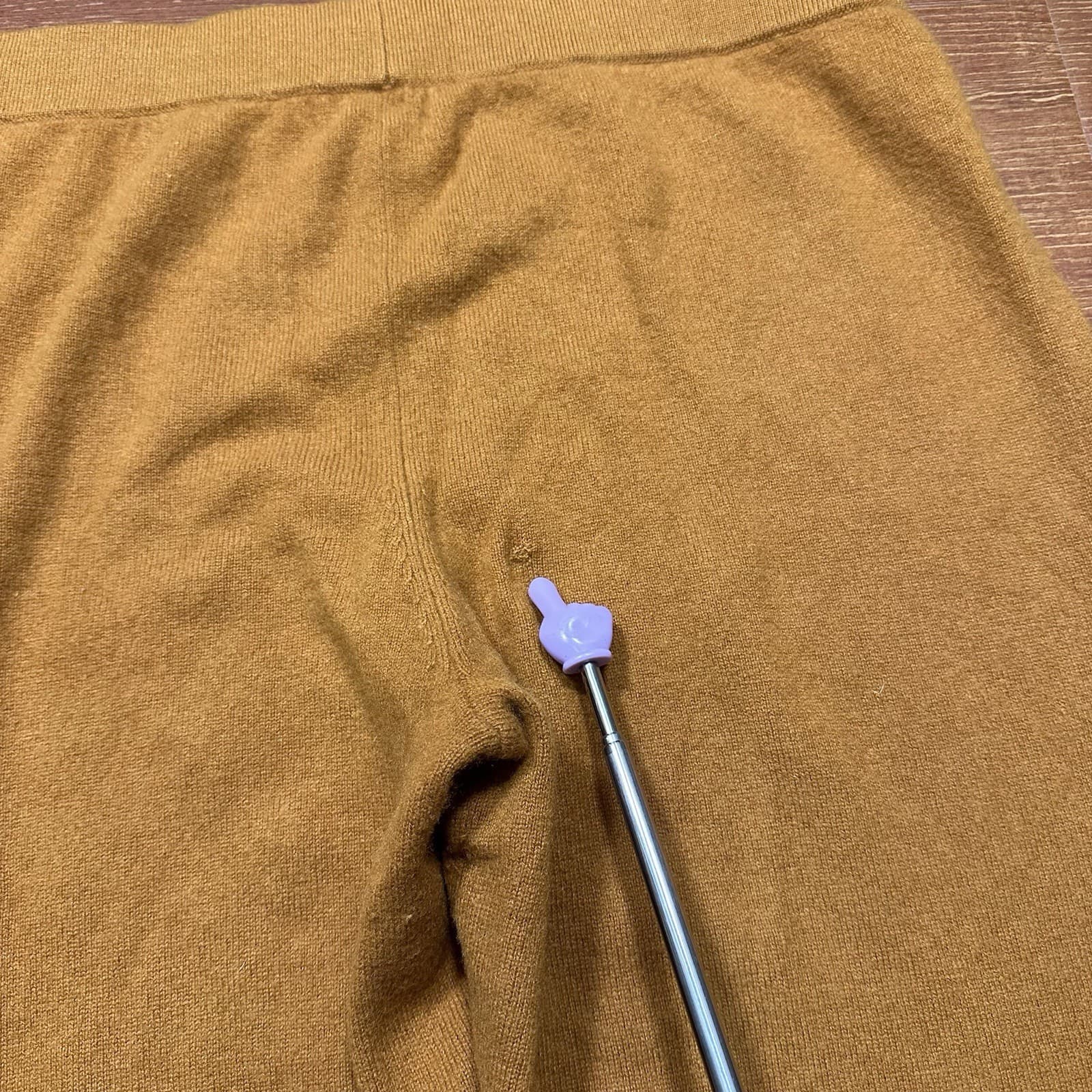 Neiman Marcus Cashmere Pants Womens L Mustard Yellow Pull On Sweats Wide Leg G2U 5