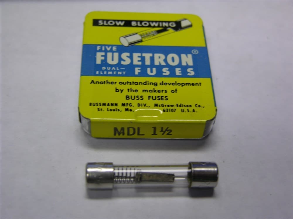 5 Bussmann Fusetron MDL-1 1/2 1 1/2A 250VAC Time Delay Fuses .25" x 1.25"