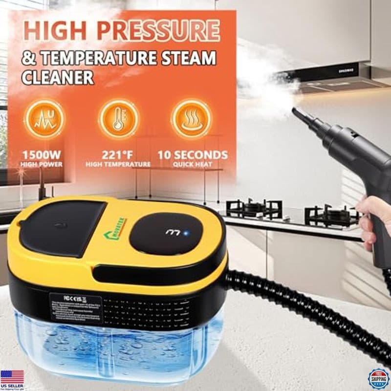 Powerful Handheld Steam Cleaner - 10s Heat, 1.6L Tank, 11-in-1 for Easy Use 2