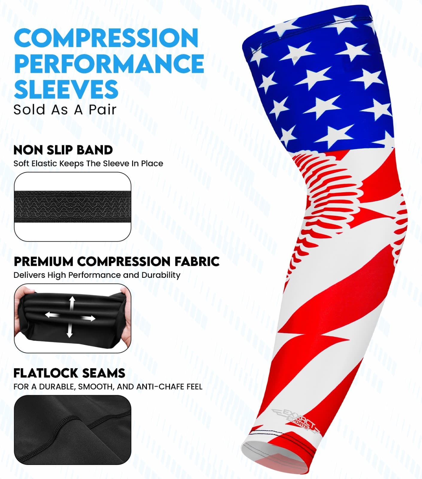 Exxact Sports 1 Pair Compression Arm Sleeves for Adult & Youth 2