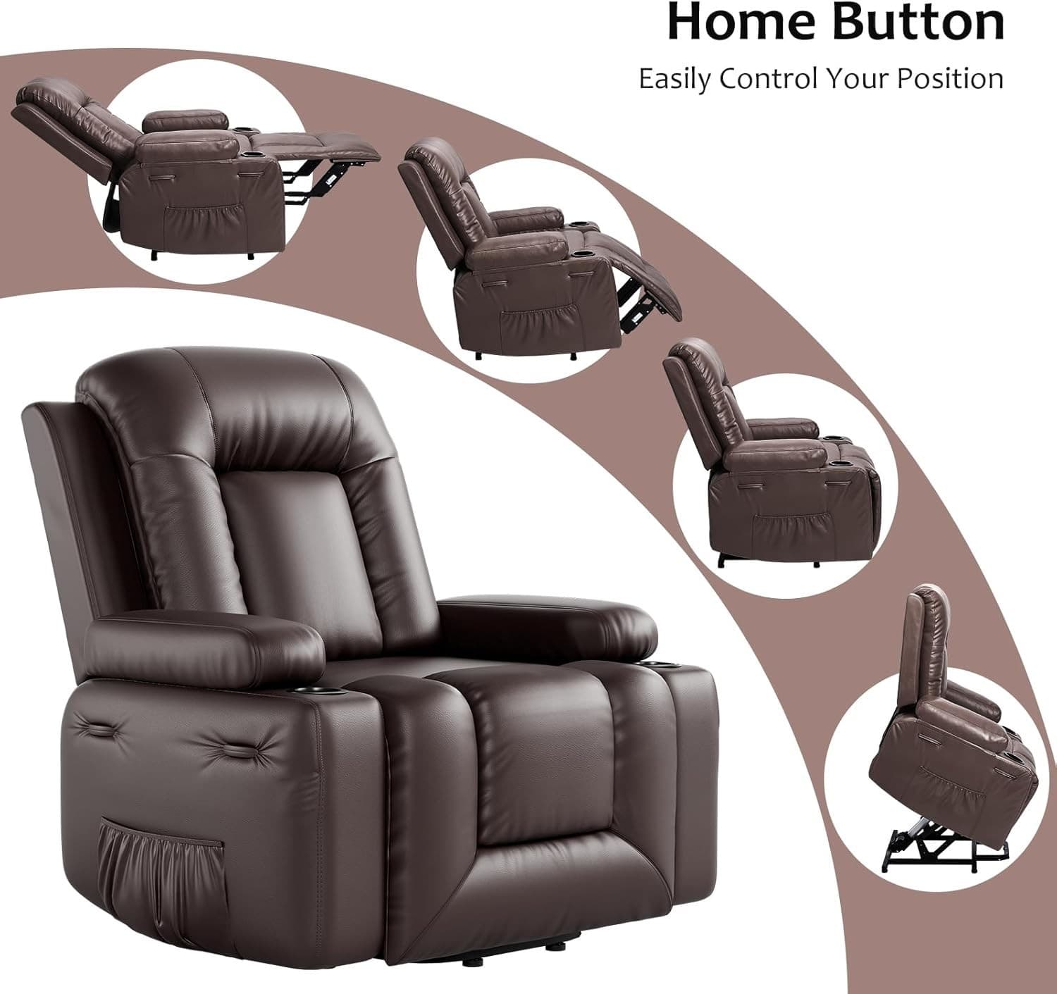 22" Power Lift Recliner Chair,Massage,Heat, Adjustable Reclining Chair,Ergonomic 2