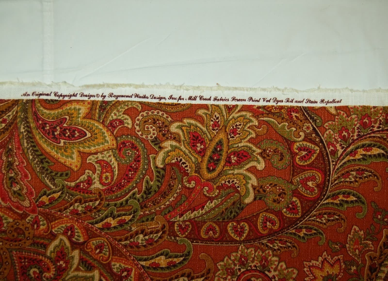 VINTAGE RETRO Fabric Raymond Waites Paisley 49"X54" 27"x40" 2 cuts  Made in USA 5