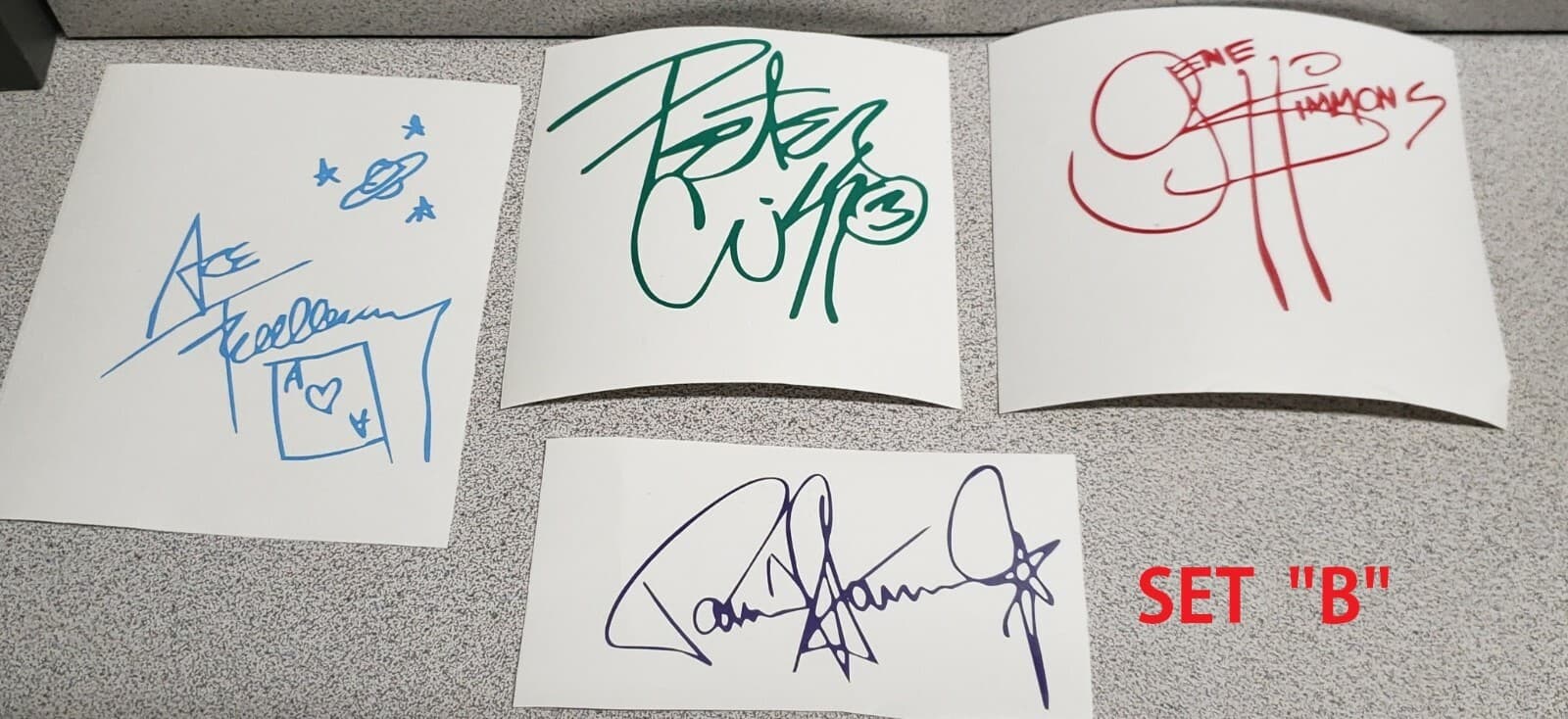 4 KISS Autographed Vinyl Decals - Solo Album Colors - Ace, Gene, Peter, And Paul 2