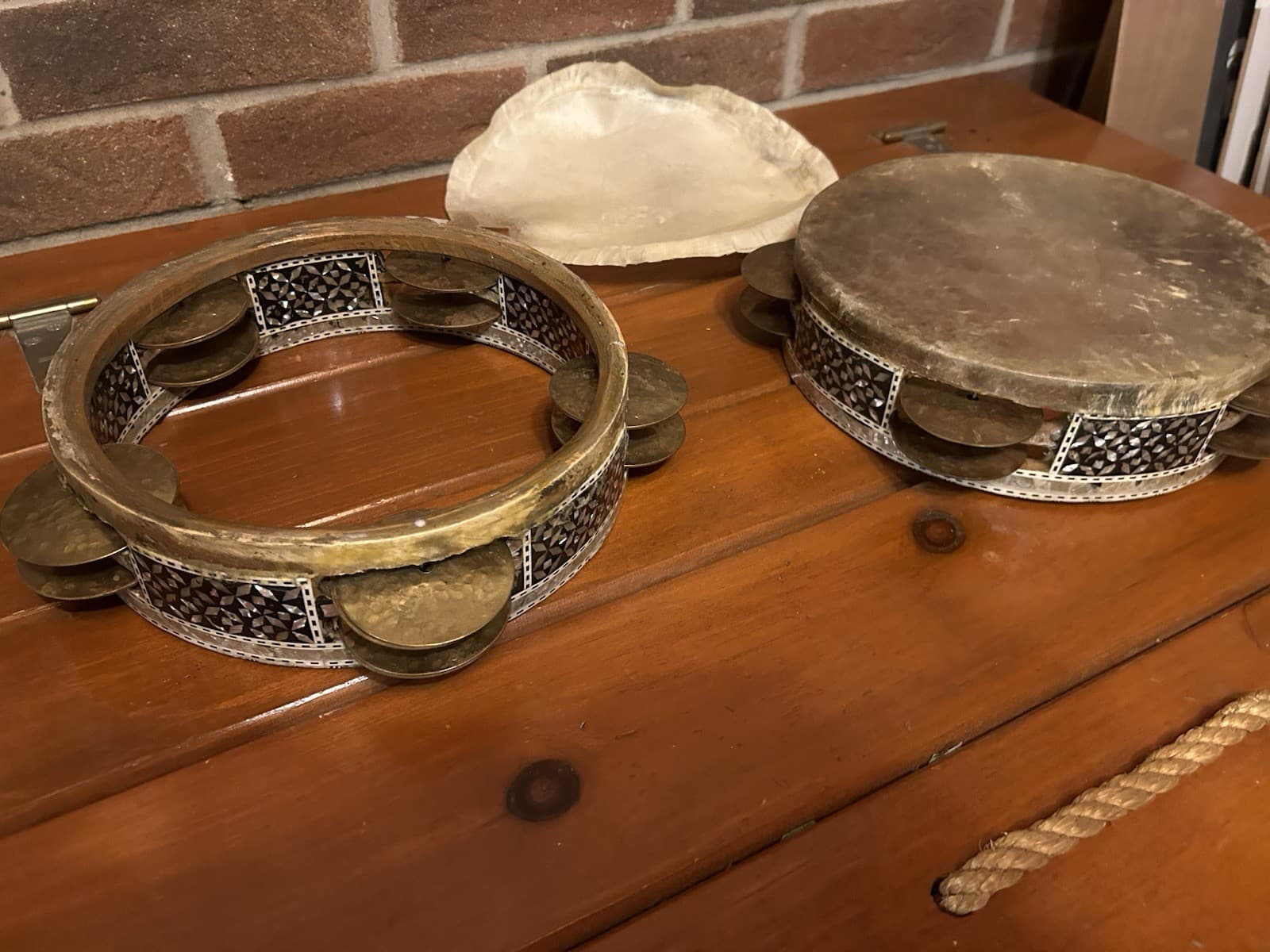 Lot Of 2  Quality Egypt Riq Hammered Jingles Cooperman Tambourine Daf Frame Drum 2