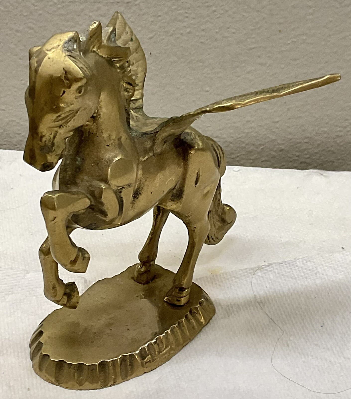 Brass Pegasus Statue Flying Winged Mythical Horse Flowing Mane Fantasy. 7" 6