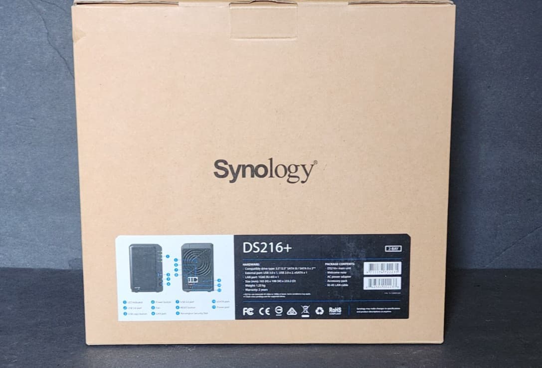 Synology DS216+ - 2 Bay NAS - Intel CPU - 1Gb NIC - 8GB RAM