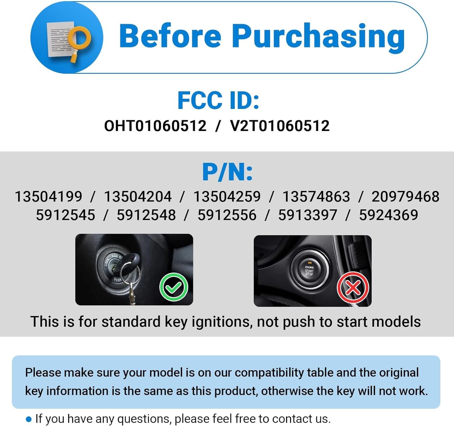 Car Key Fob Keyless Entry Remote Compatible with 2010-2019 Chevy Cruze/Camaro/Im 3