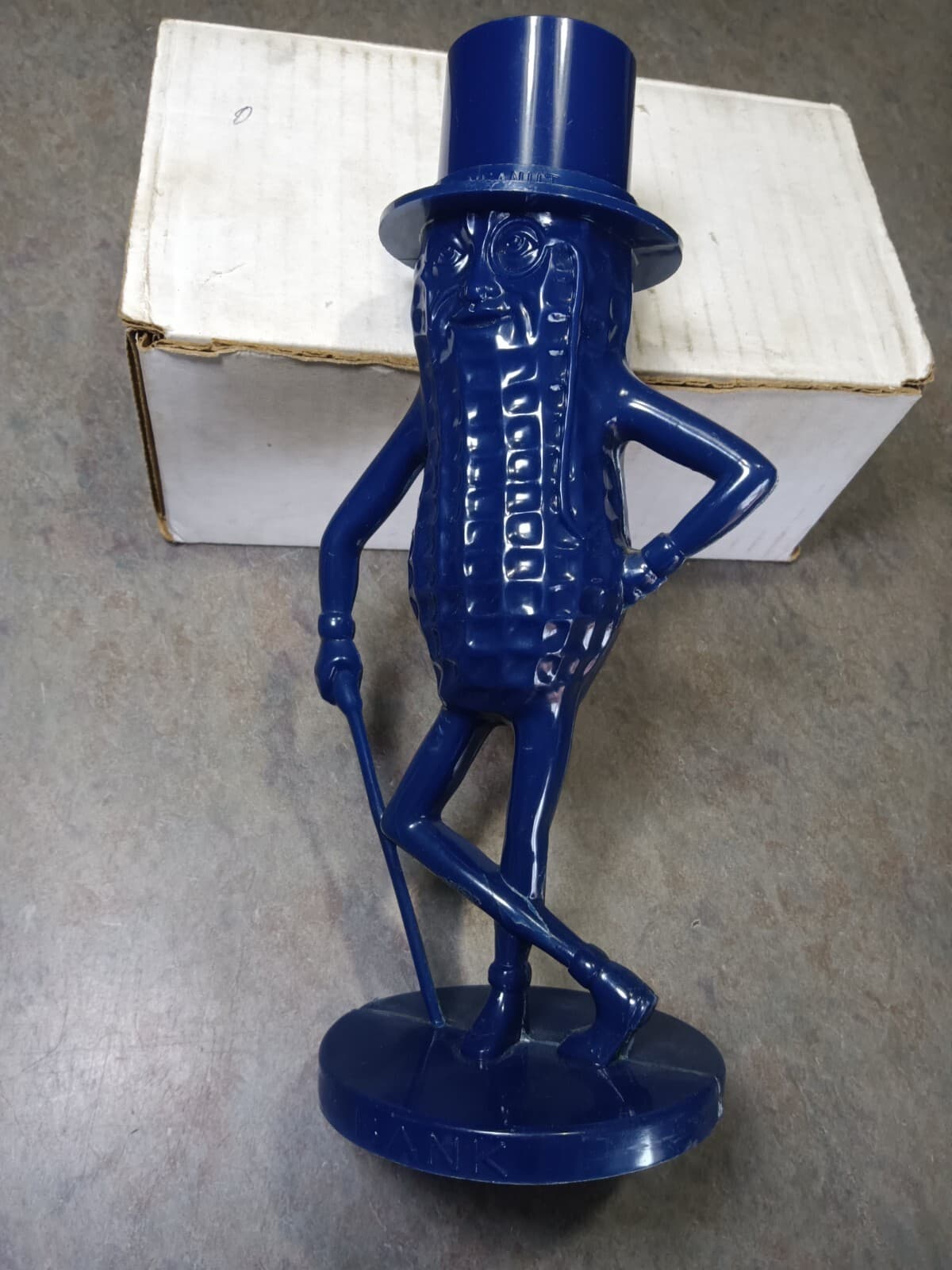Dark Blue  Planters Mr Peanut coin bank advertising mascot figure scarce color