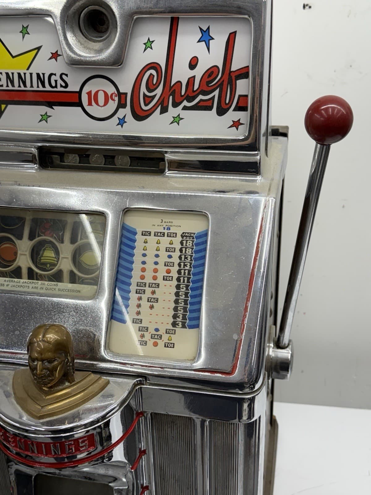Jennings 10c Chief Tic-Tac-Toe Fruit Slot Machine circa 1930’s 4