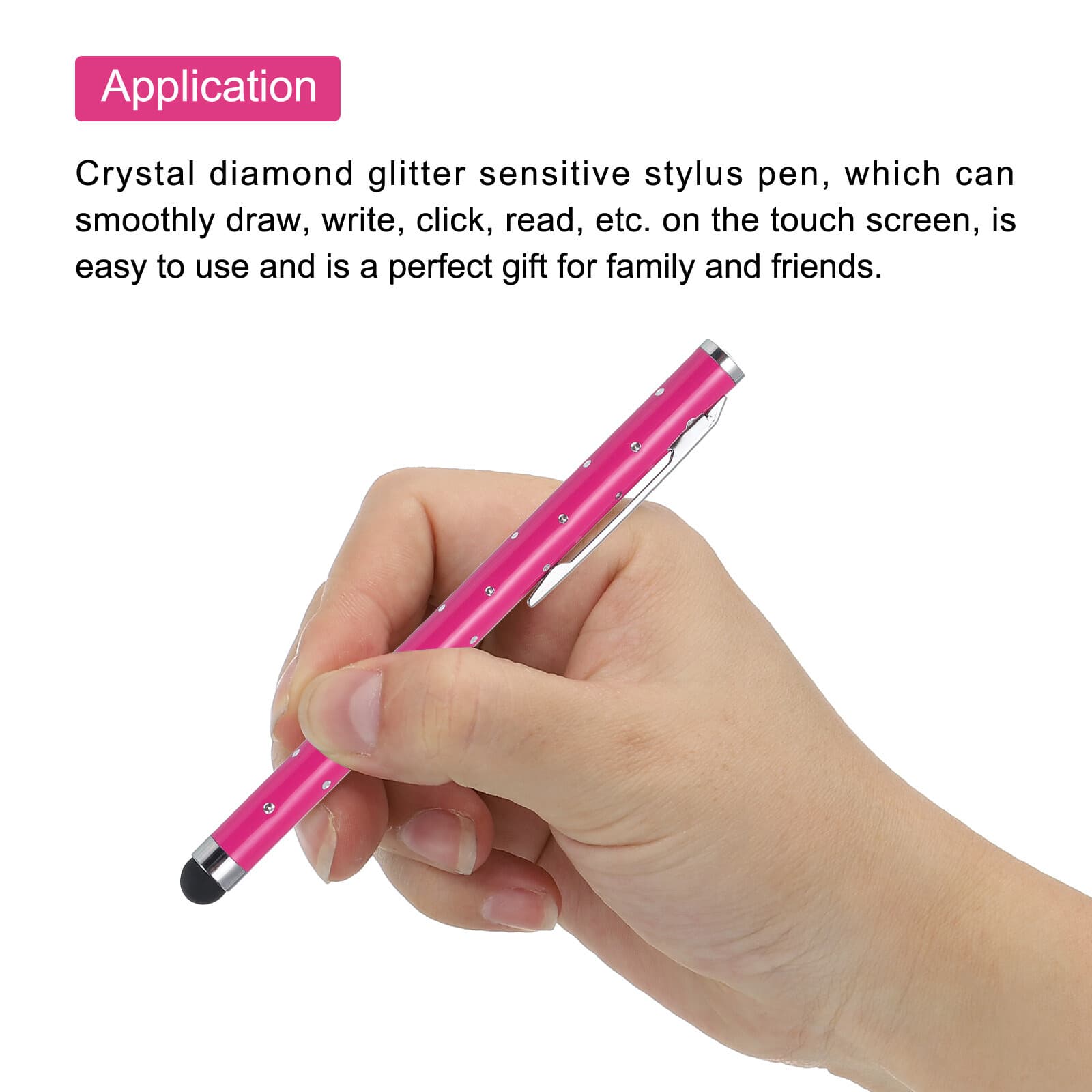 10pcs Glitter Stylus Pens for Touch Screens Metal Capacitive Pen, Rose Red 3