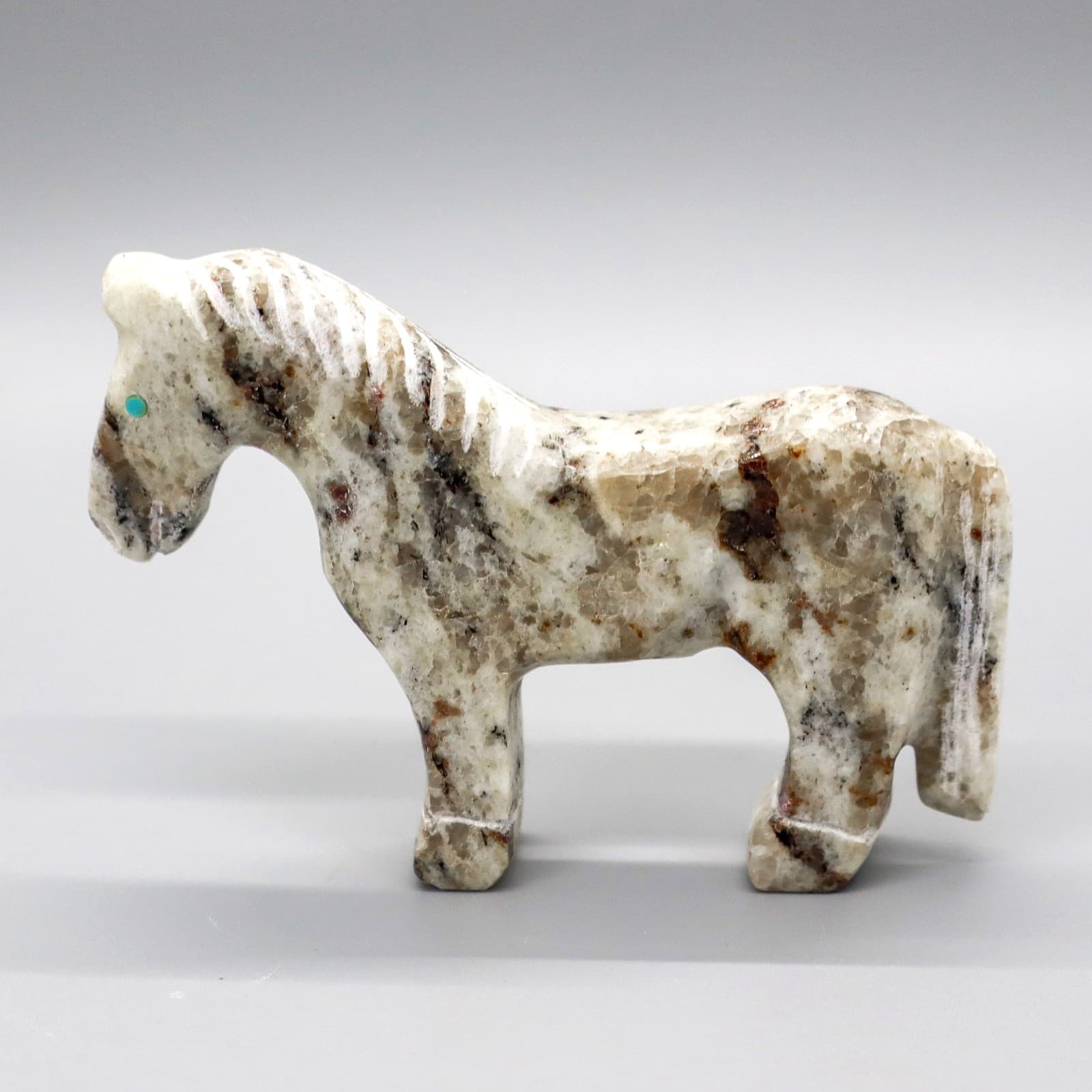 ZUNI-MARBLE HORSE FETISH by ANDRES LEMENTINO-NATIVE AMERICAN