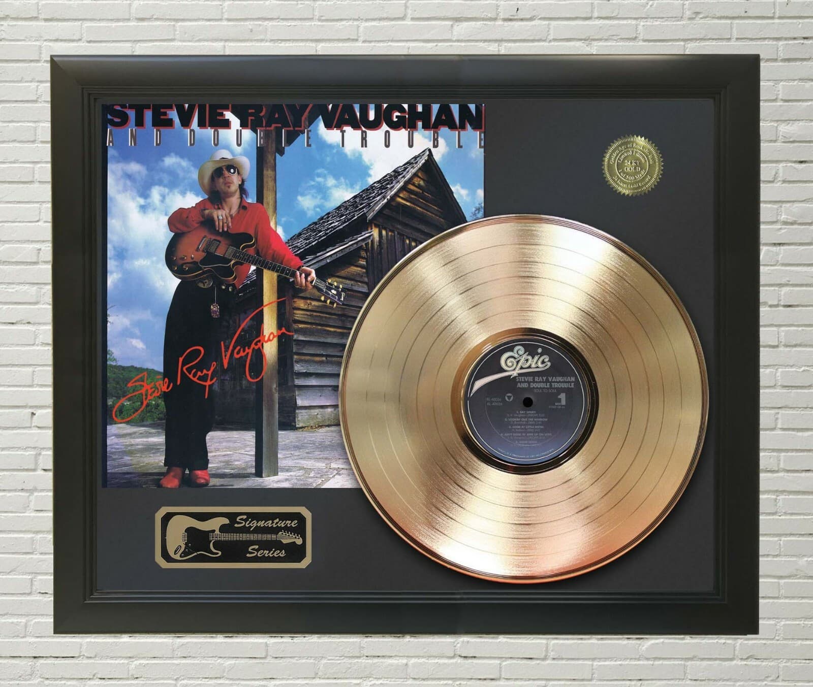 Stevie Ray Vaughan Framed LP Record Reproduction Signature Display #2 "M4"