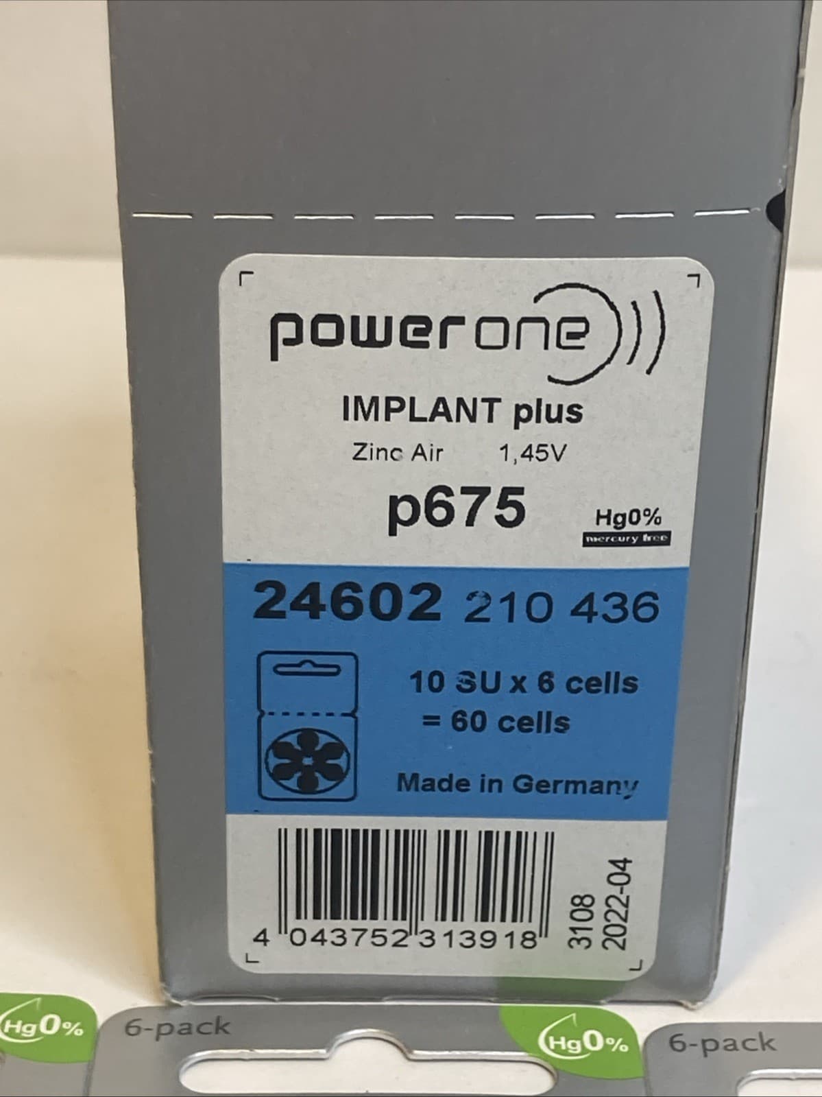 10 Pack 60 Batteries Power One Cochlear Hearing Aid Implant Plus Batteries P675 4