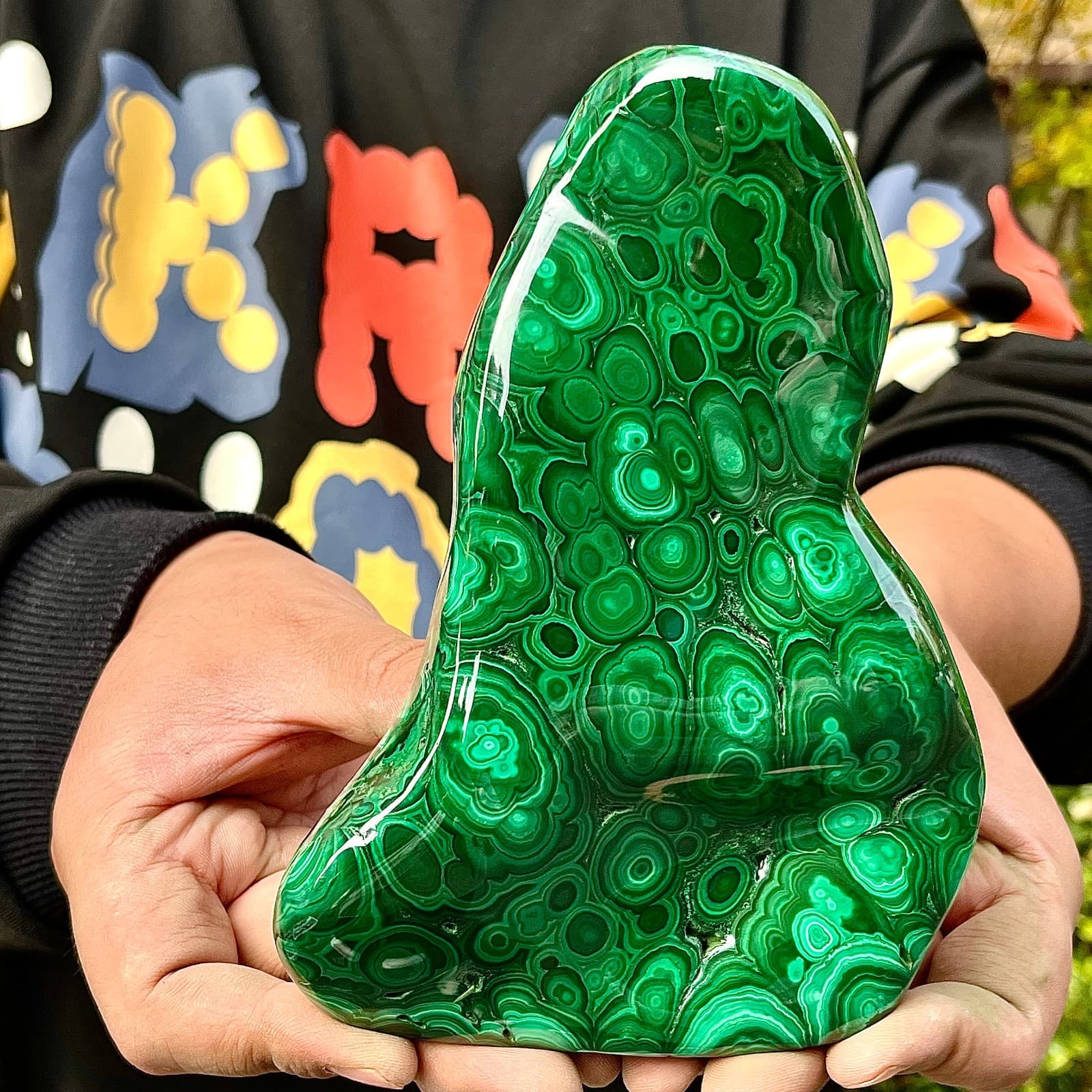 2.95LB Natural glossy Malachite transparent cluster rough mineral sample 6