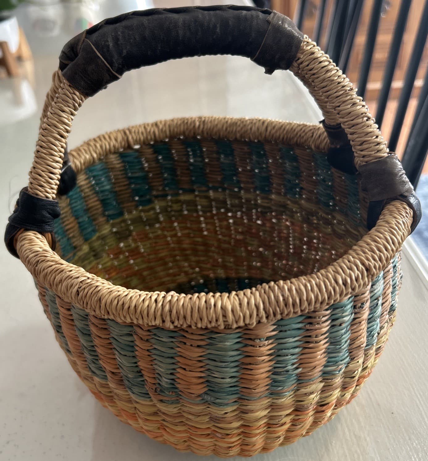 African Market Blessing Basket Handcrafted in Ghana Nyamah Adongo Signed 5