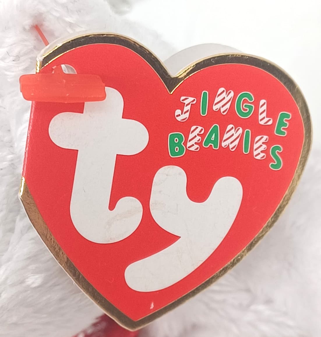 Vintage 2000 Ty Jingle Beanie Baby Holiday White Teddy Bear 5" with Tag & Scarf 3