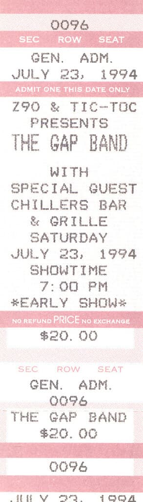 The Gap Band Concert Ticket San Diego 1994