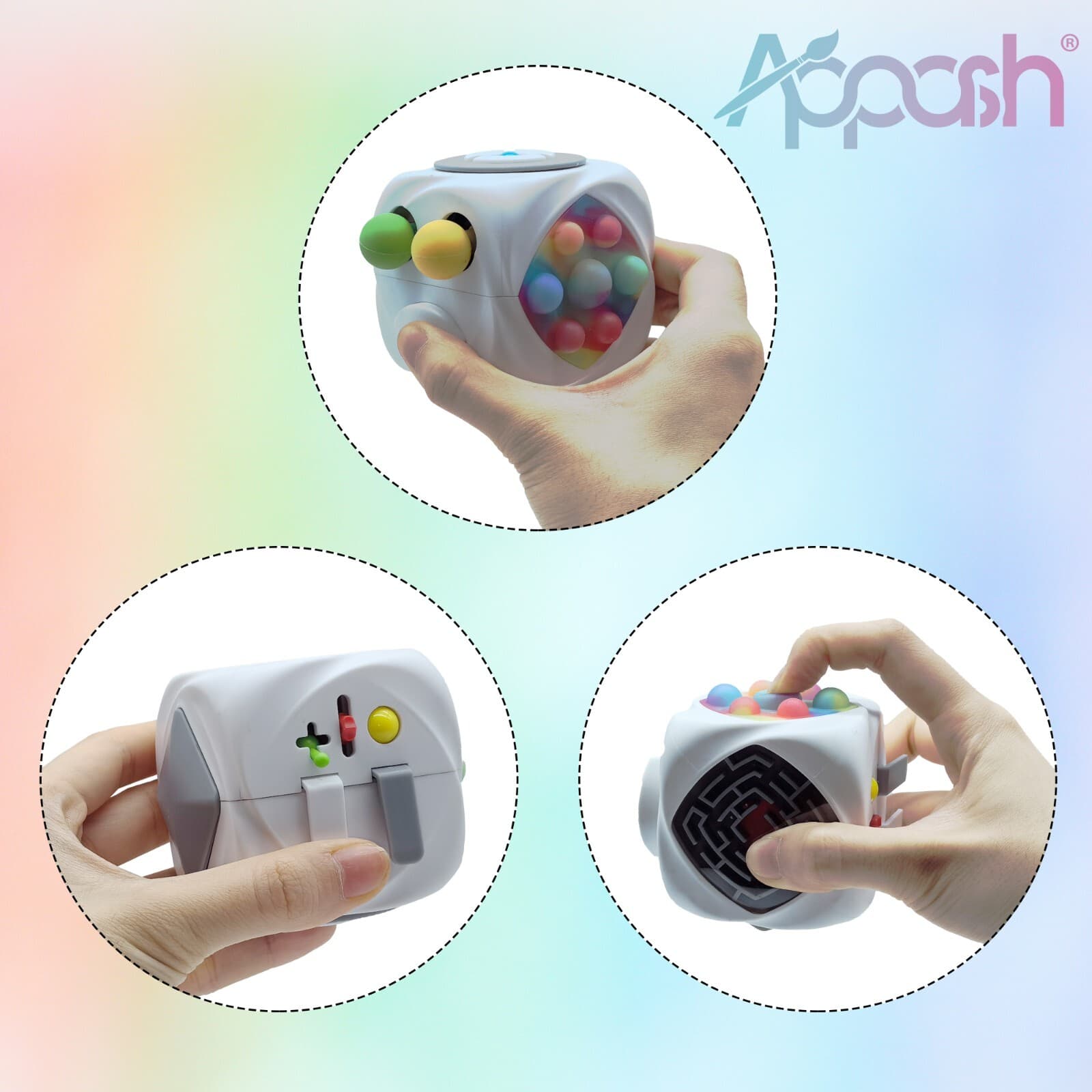 Fidget Cube Stress Anxiety Pressure Relieving Sensory Toy for Focus[White] 4