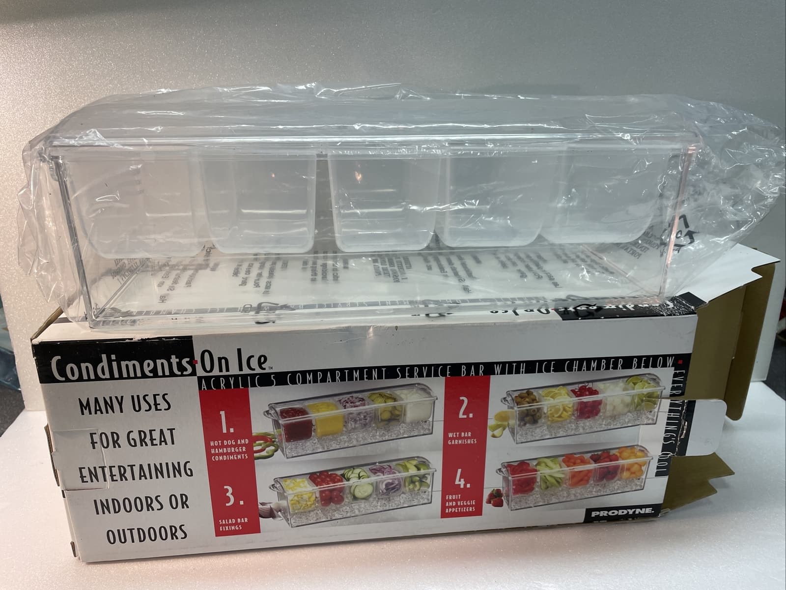 Bar Top Condiment Server Keeps Condiments Cold w/ ice 5 Removable Compartments 3