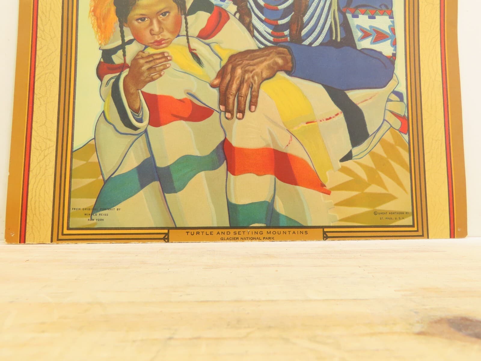 Vintage Indian Picture Turtle And Setting Mou Glacier National Parl Winold Reiss 3